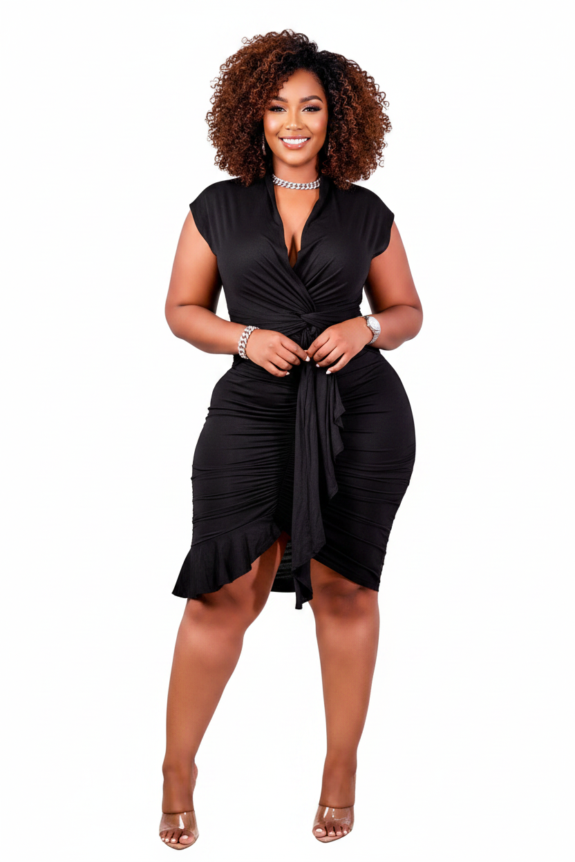 Caribbean Breeze Wrap Ruffle Dress